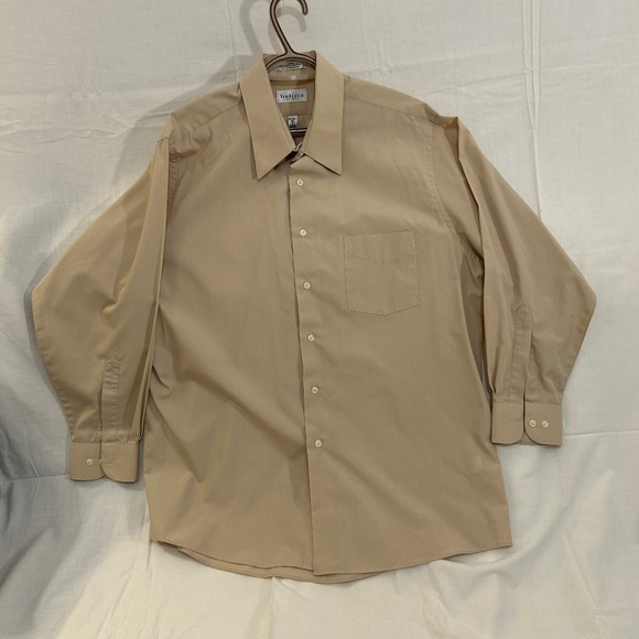 Men's Long Sleeve Tan Dress Shirt Size XL Wrinkle Free from Van Heusen - Picture 1 of 4